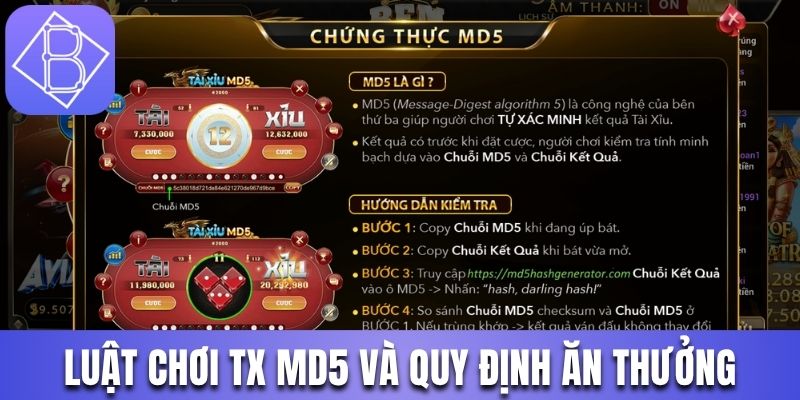 Luật chơi TX MD5 và quy định ăn thưởng